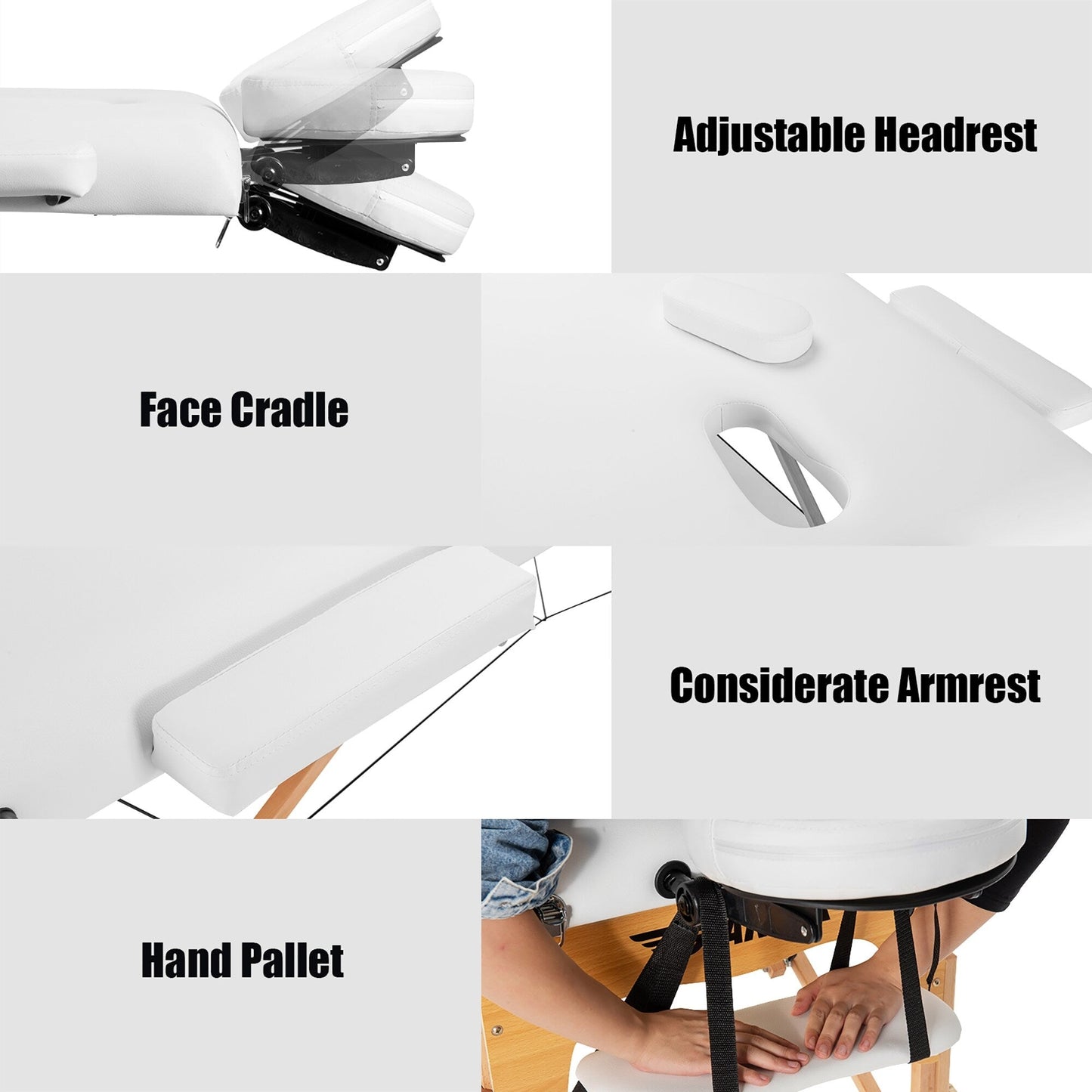 Tavolo da massaggio portatile da 84''L, letto estetico regolabile per viso e tatuaggi, con borsa per il trasporto.