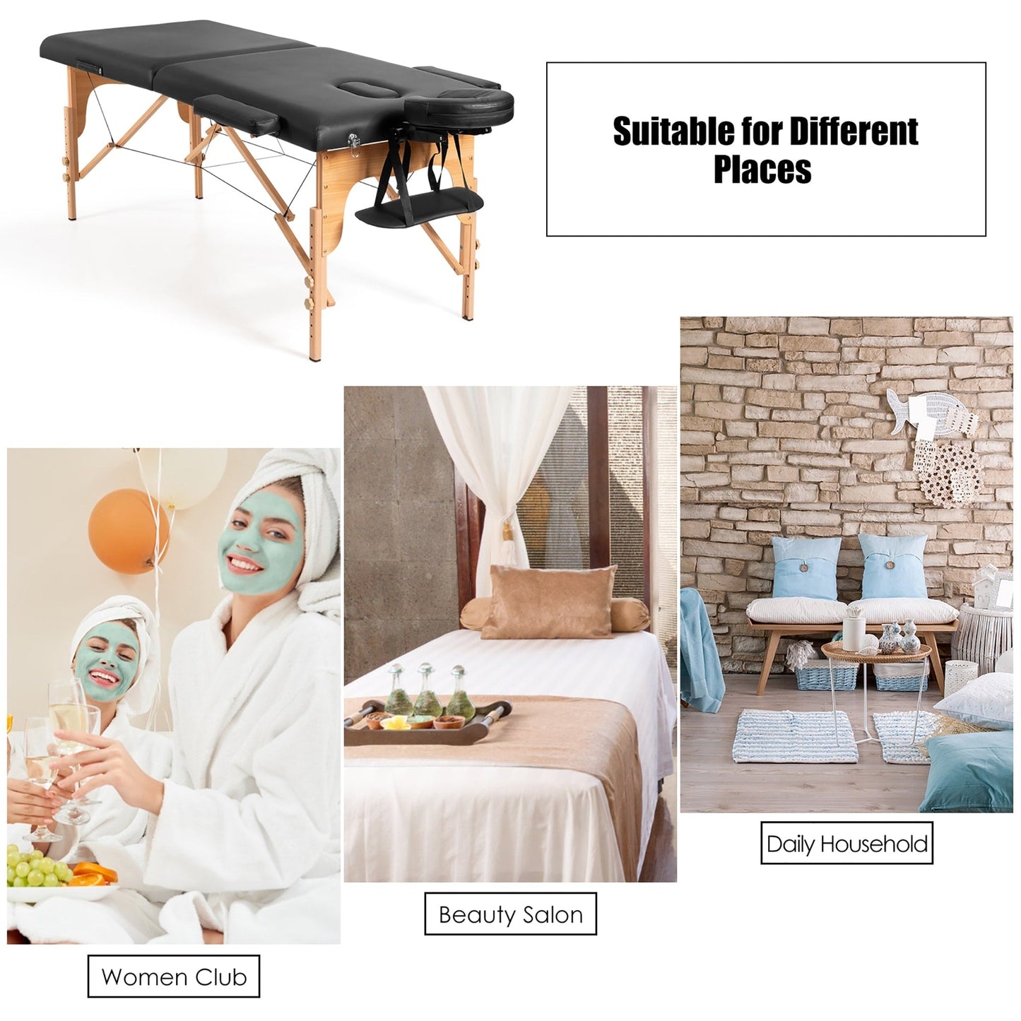 Tavolo da massaggio portatile da 84''L, letto estetico regolabile per viso e tatuaggi, con borsa per il trasporto.