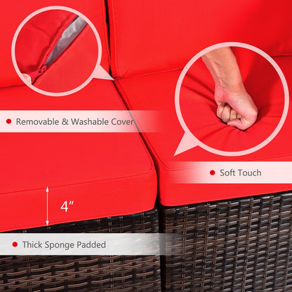 Set di 8 pezzi di mobili da giardino in vimini, con tavolino da camino e portabottiglie, copri-tavolo e copri-tavolo da veranda.