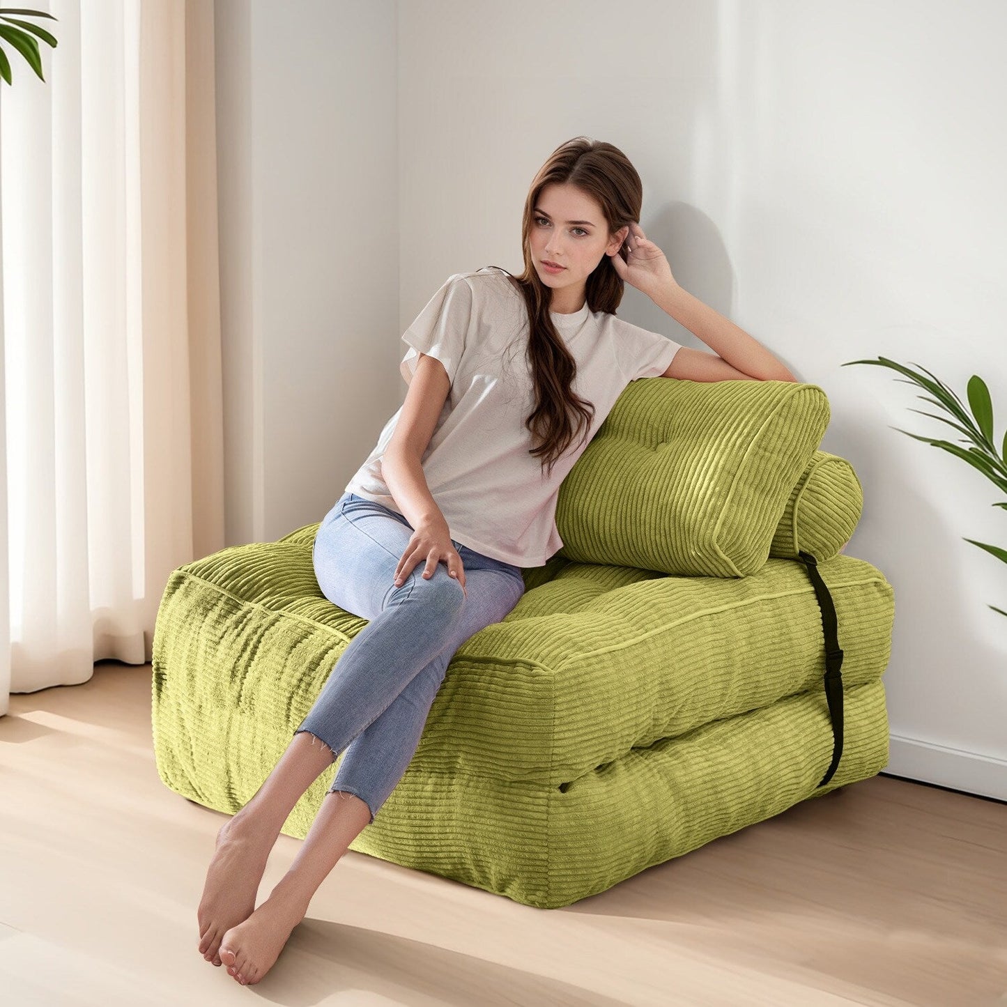 Divano letto pieghevole in cordoncino, singolo, 8 posti