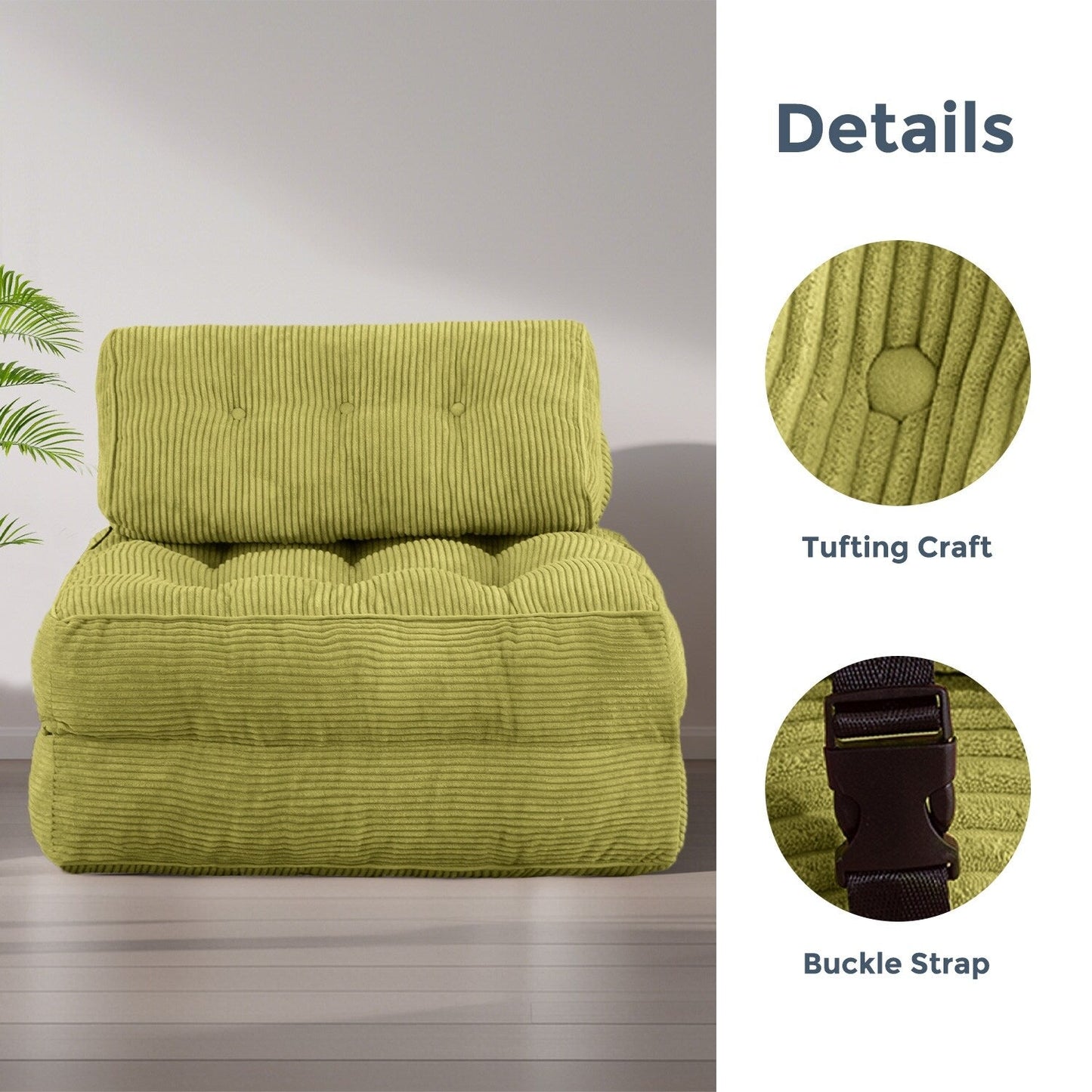 Divano letto pieghevole in cordoncino, singolo, 8 posti