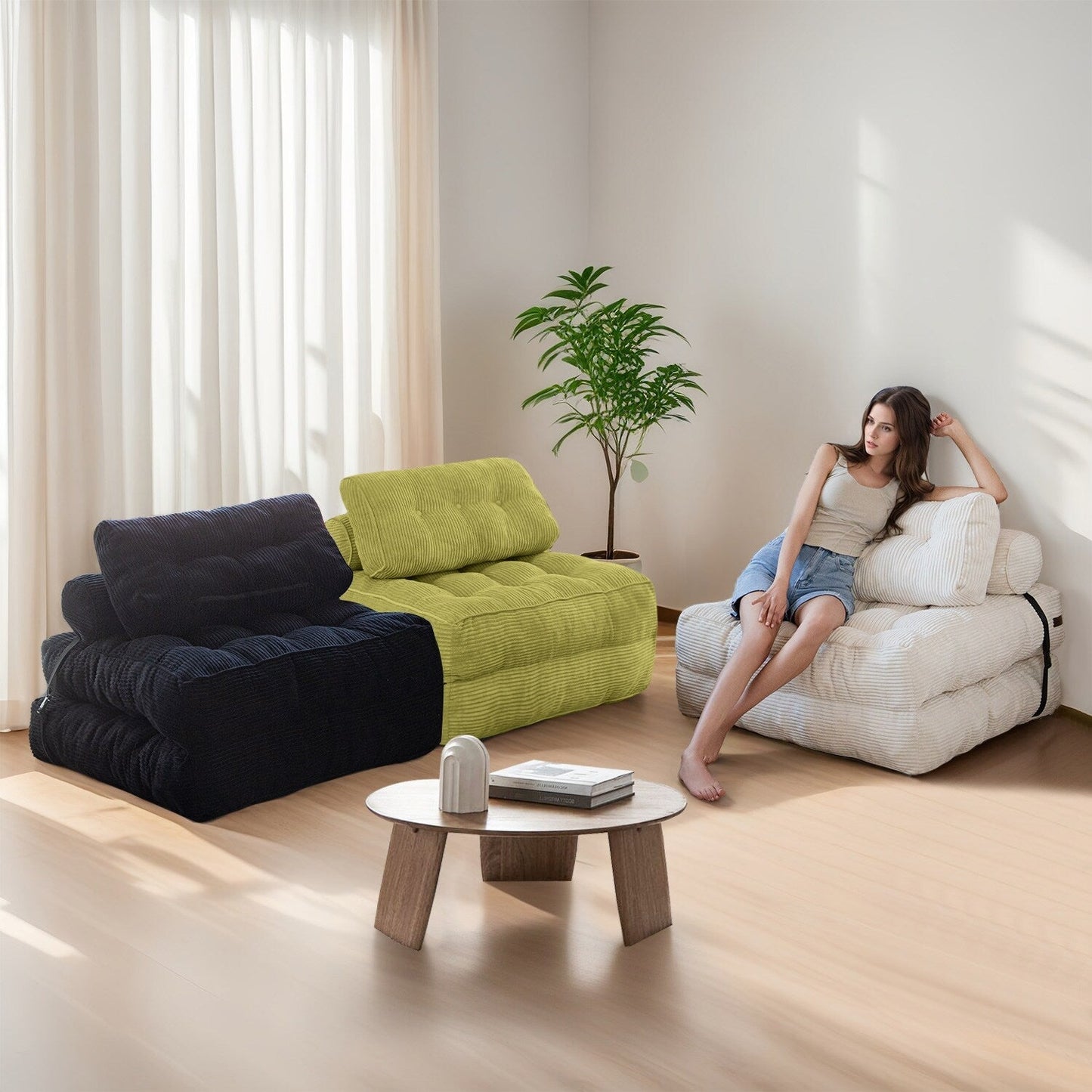 Divano letto pieghevole in cordoncino, singolo, 8 posti