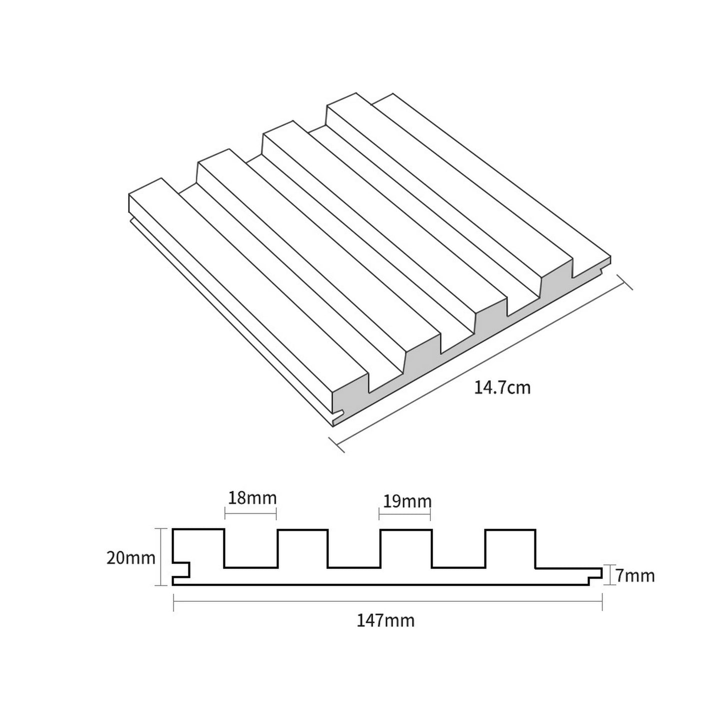 Lama di rivestimento per pareti in legno massello - 93 pollici x 6 pollici x 0,8 pollici - 3 pezzi + 1 pezzo di finitura per estremità