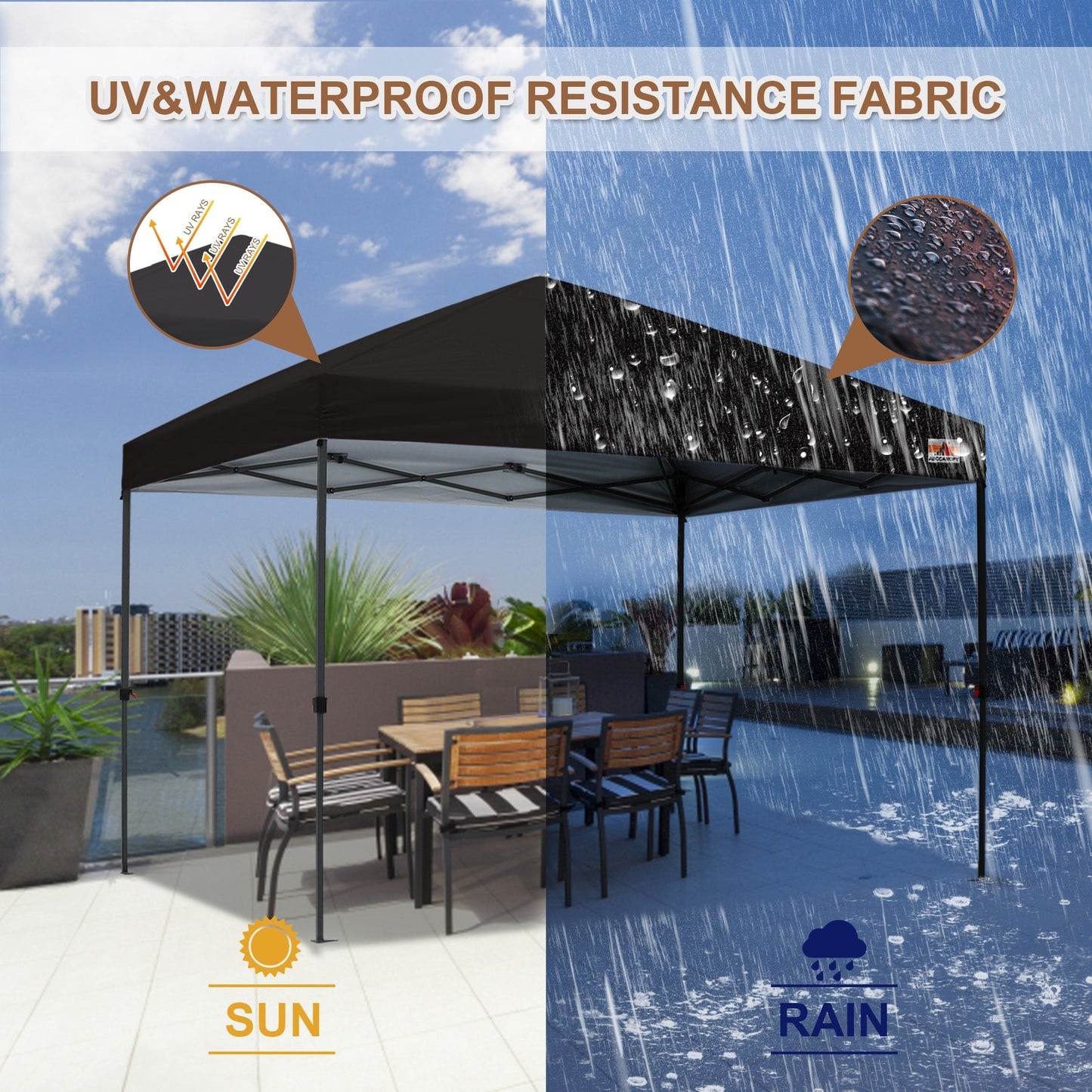 ABCCANOPY Tenda da sole pieghevole resistente e facile da montare, per esterni.