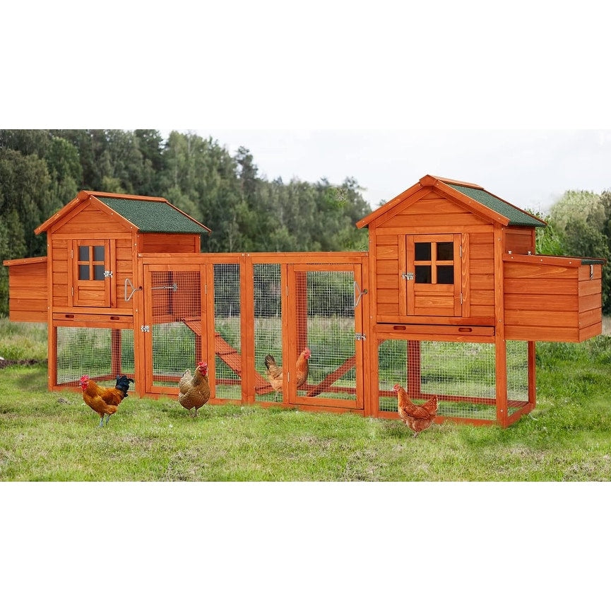 Gabbia per Polli AECOJOY 144'' Grande con Recinto, Casetta in Legno per Pollame