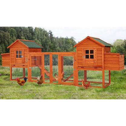Gabbia per Polli AECOJOY 144'' Grande con Recinto, Casetta in Legno per Pollame