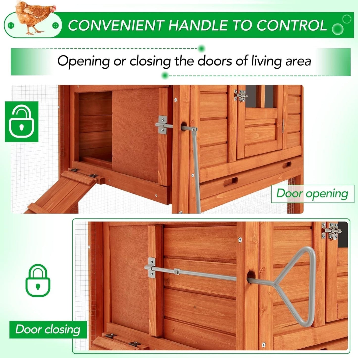 Gabbia per Polli AECOJOY 144'' Grande con Recinto, Casetta in Legno per Pollame