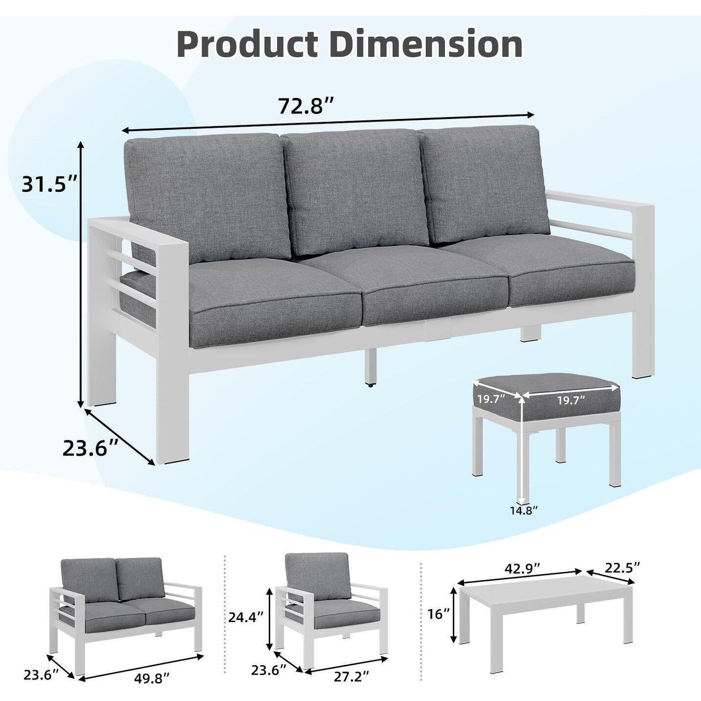 AECOJOY Set di Arredamento da Giardino in Alluminio da 7 Pezzi, Set da Salotto per Esterni