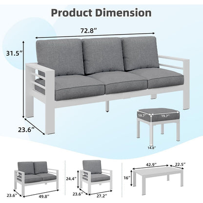 AECOJOY Set di Arredamento da Giardino in Alluminio da 7 Pezzi, Set da Salotto per Esterni