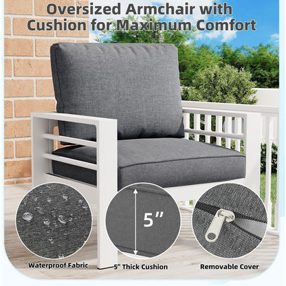 AECOJOY Set di Arredamento da Giardino in Alluminio da 7 Pezzi, Set da Salotto per Esterni