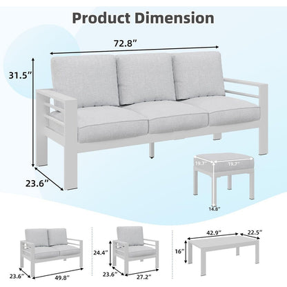 AECOJOY Set di Arredamento da Giardino in Alluminio da 7 Pezzi, Set da Salotto per Esterni