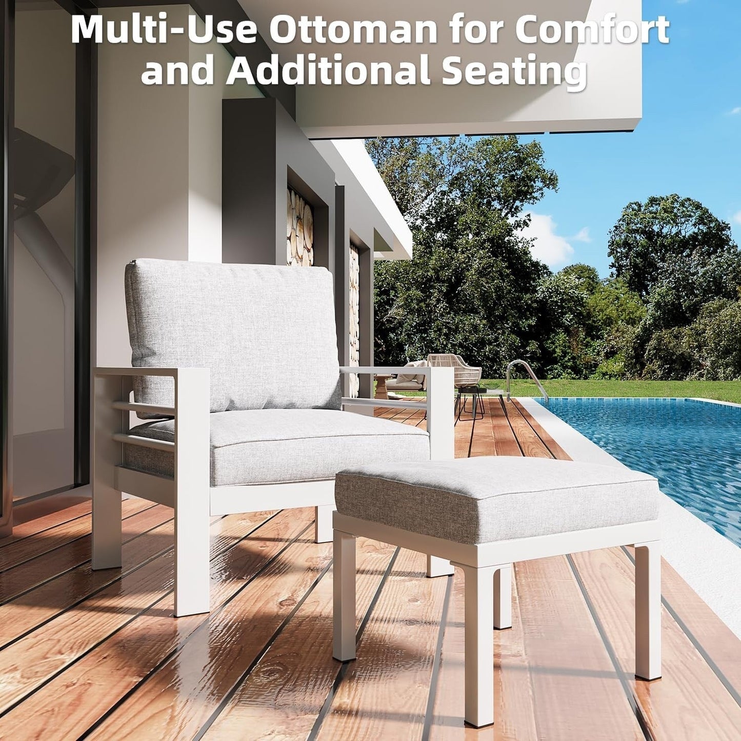 AECOJOY Set di Arredamento da Giardino in Alluminio da 7 Pezzi, Set da Salotto per Esterni