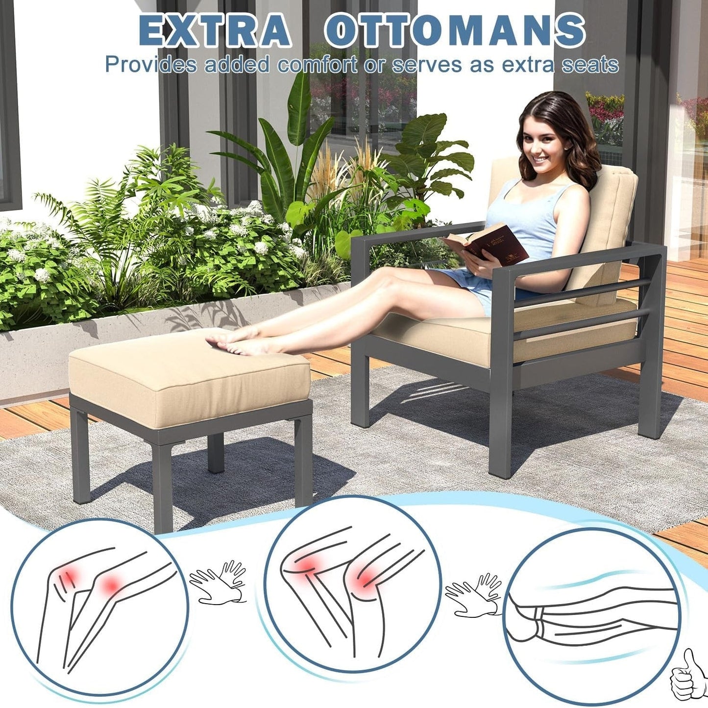 AECOJOY Set di Arredamento da Giardino in Alluminio da 7 Pezzi, Set da Salotto per Esterni