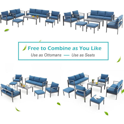 AECOJOY Set di Arredamento da Giardino in Alluminio da 7 Pezzi, Set da Salotto per Esterni