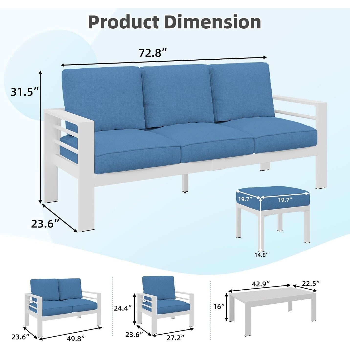 AECOJOY Set di Arredamento da Giardino in Alluminio da 7 Pezzi, Set da Salotto per Esterni