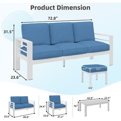 AECOJOY Set di Arredamento da Giardino in Alluminio da 7 Pezzi, Set da Salotto per Esterni