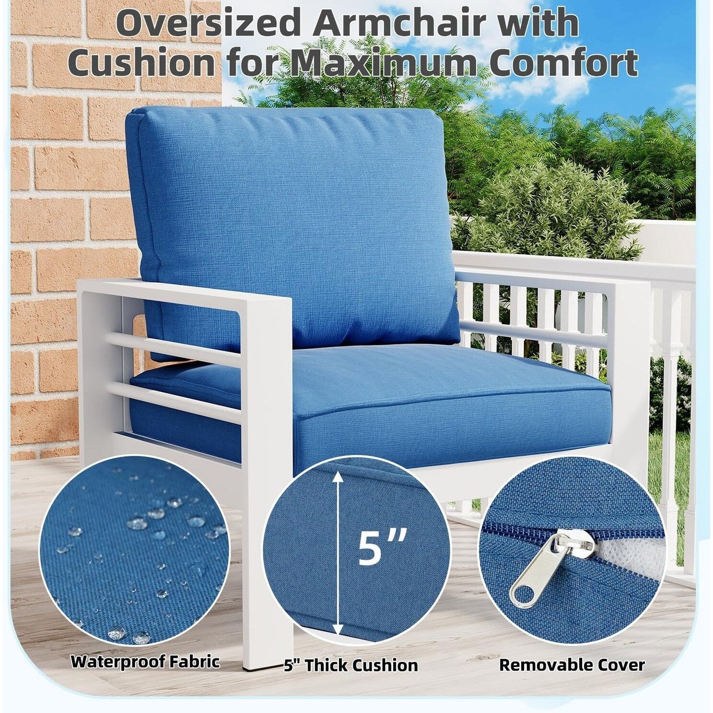 AECOJOY Set di Arredamento da Giardino in Alluminio da 7 Pezzi, Set da Salotto per Esterni