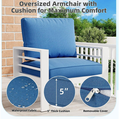 AECOJOY Set di Arredamento da Giardino in Alluminio da 7 Pezzi, Set da Salotto per Esterni