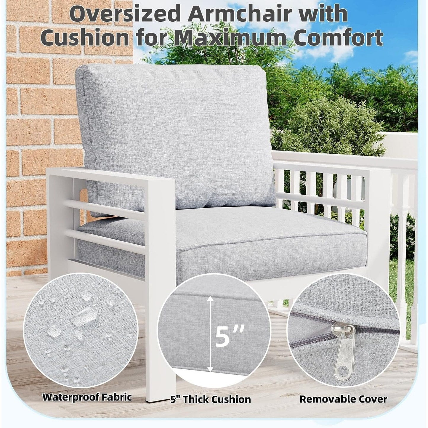 AECOJOY Set di Arredamento da Giardino in Alluminio da 7 Pezzi, Set da Salotto per Esterni