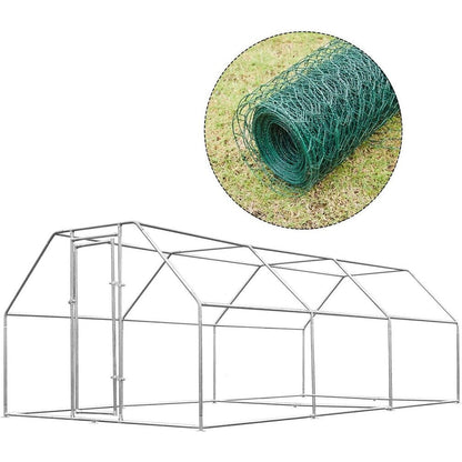 Gabbia per Polli in Metallo AECOJOY, Grande, con Recinto e Ingresso a Piedi