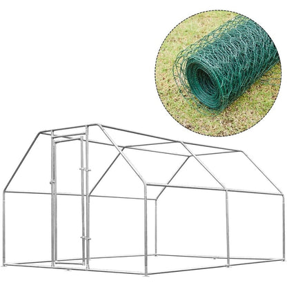 Gabbia per Polli in Metallo AECOJOY, Grande, con Recinto e Ingresso a Piedi