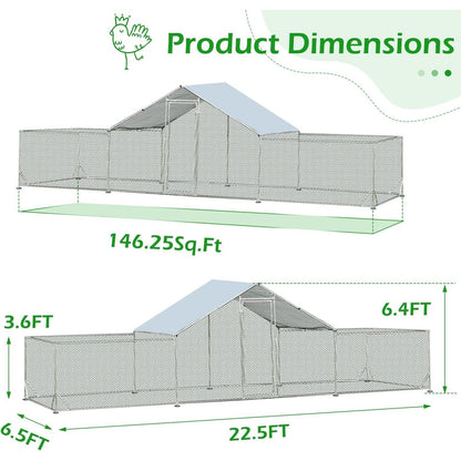 Gabbia per Polli in Metallo AECOJOY, Grande, con Recinto e Ingresso a Piedi