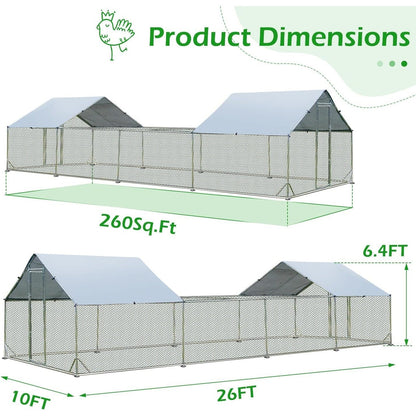 Gabbia per Polli in Metallo AECOJOY, Grande, con Recinto e Ingresso a Piedi
