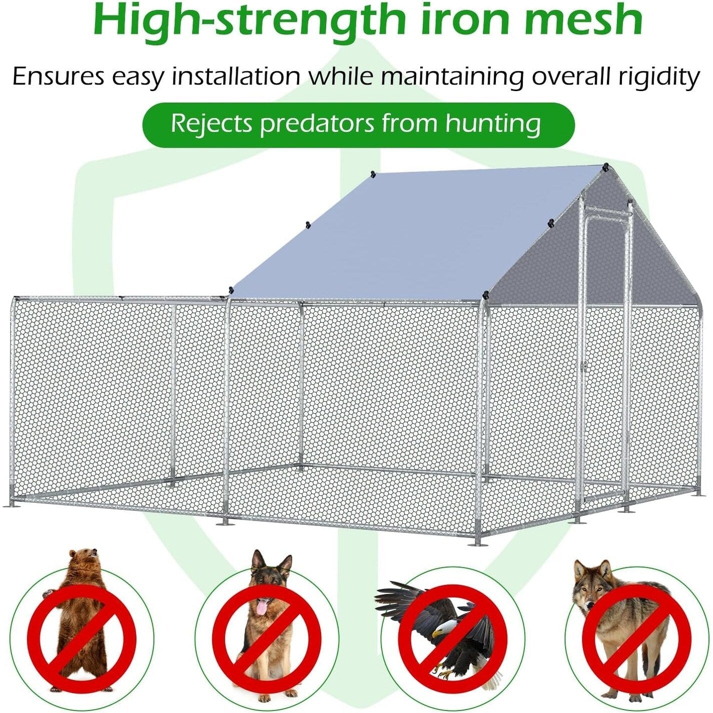 Gabbia per Polli in Metallo AECOJOY, Grande, con Recinto e Ingresso a Piedi