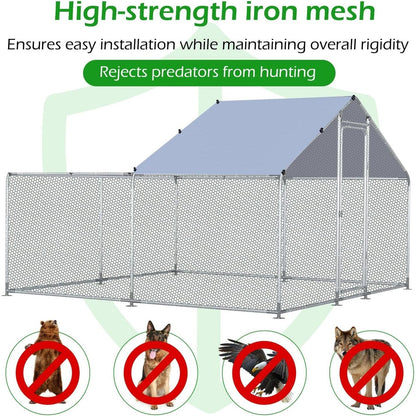Gabbia per Polli in Metallo AECOJOY, Grande, con Recinto e Ingresso a Piedi
