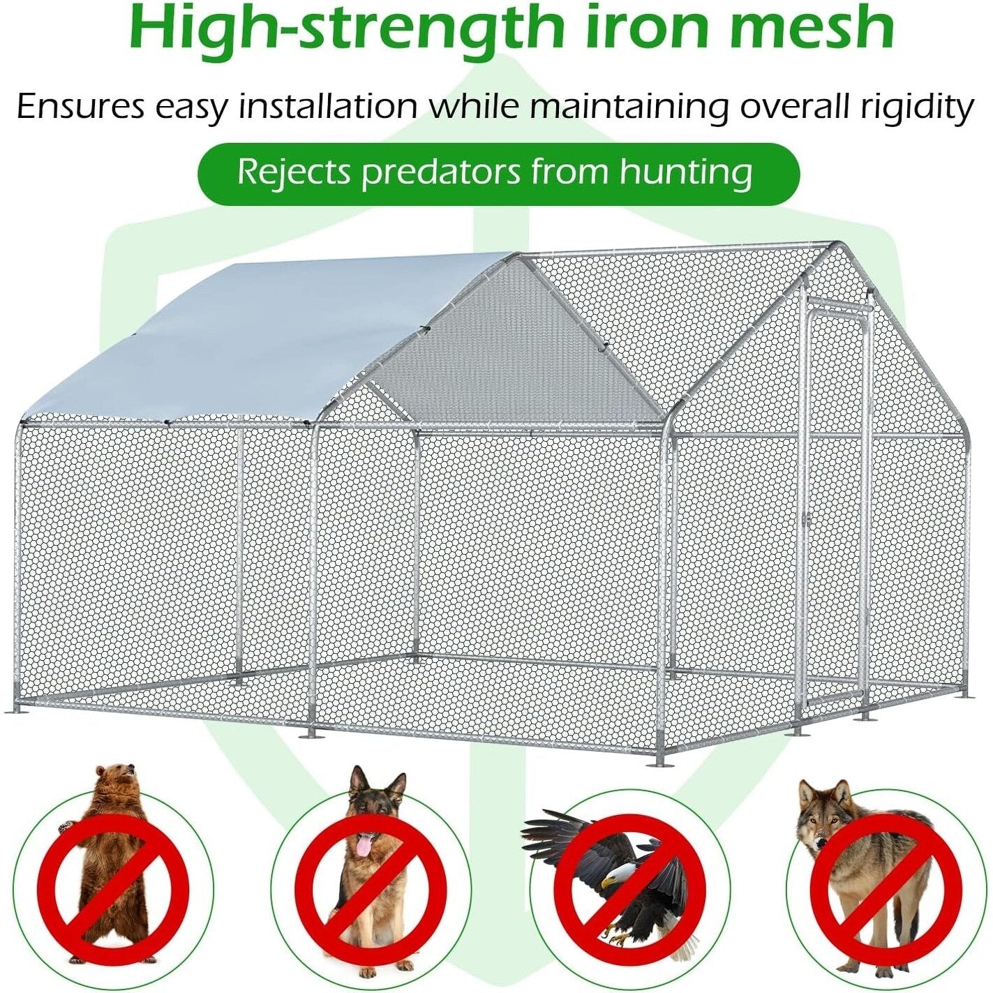 Gabbia per Polli in Metallo AECOJOY, Grande, con Recinto e Ingresso a Piedi