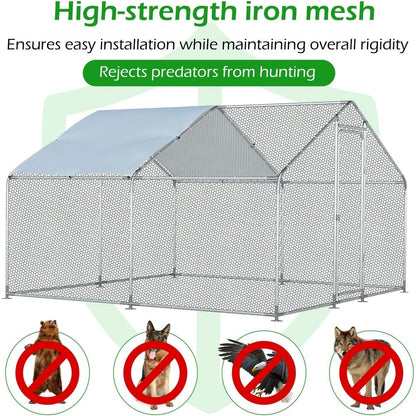 Gabbia per Polli in Metallo AECOJOY, Grande, con Recinto e Ingresso a Piedi