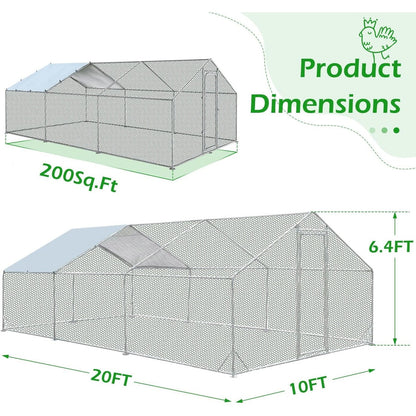 Gabbia per Polli in Metallo AECOJOY, Grande, con Recinto e Ingresso a Piedi
