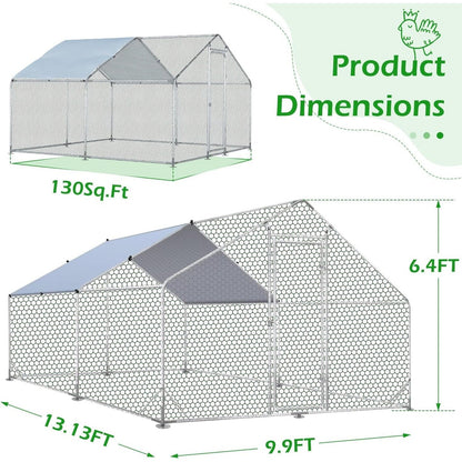 Gabbia per Polli in Metallo AECOJOY, Grande, con Recinto e Ingresso a Piedi
