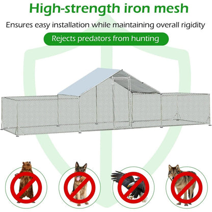 Gabbia per Polli in Metallo AECOJOY, Grande, con Recinto e Ingresso a Piedi