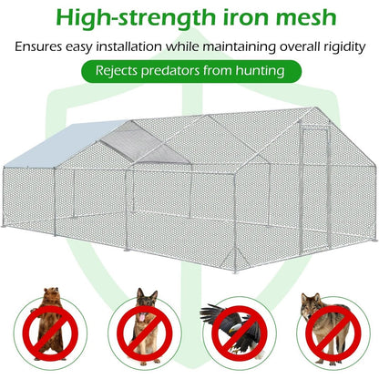 Gabbia per Polli in Metallo AECOJOY, Grande, con Recinto e Ingresso a Piedi