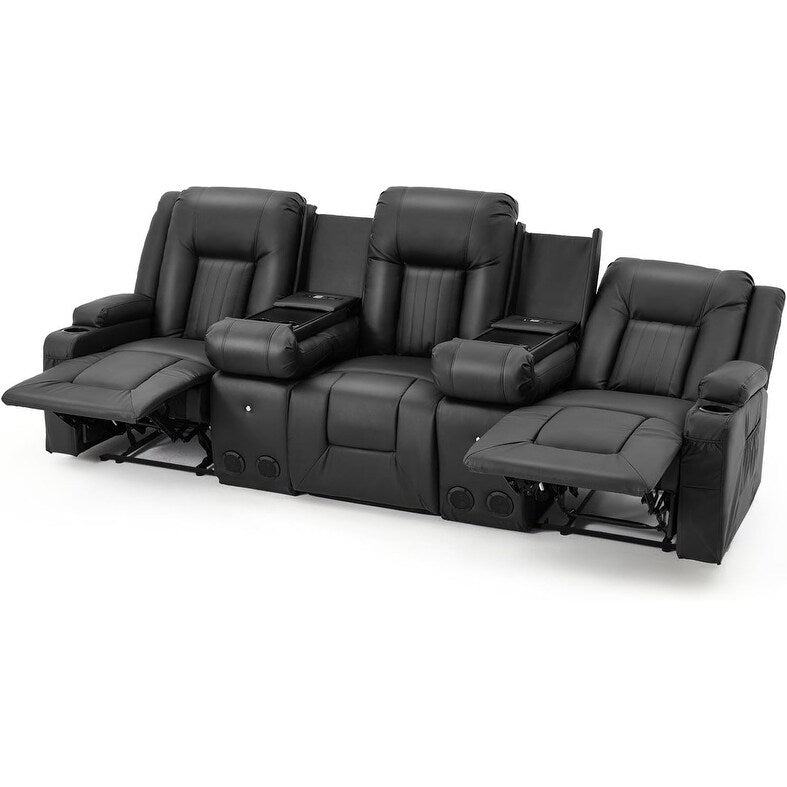 Divano Reclinabile AECOJOY, Manuale, per Camper, Divano Reclinabile in PU, con Console, per Home Theater