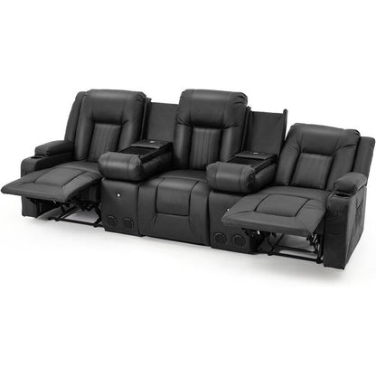 Divano Reclinabile AECOJOY, Manuale, per Camper, Divano Reclinabile in PU, con Console, per Home Theater