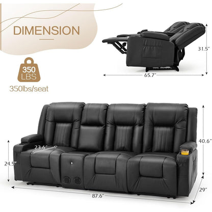 Divano Reclinabile AECOJOY, Manuale, per Camper, Divano Reclinabile in PU, con Console, per Home Theater