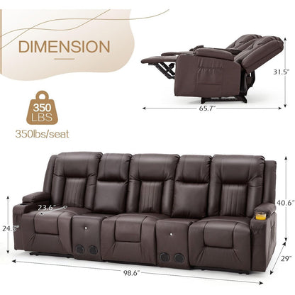 Divano Reclinabile AECOJOY, Manuale, per Camper, Divano Reclinabile in PU, con Console, per Home Theater