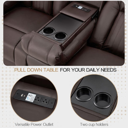 Divano Reclinabile AECOJOY, Manuale, per Camper, Divano Reclinabile in PU, con Console, per Home Theater