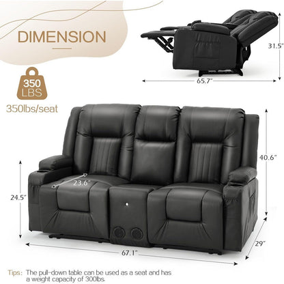 Divano Reclinabile AECOJOY, Manuale, per Camper, Divano Reclinabile in PU, con Console, per Home Theater