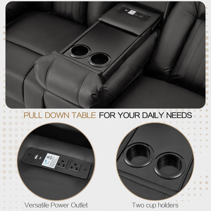 Divano Reclinabile AECOJOY, Manuale, per Camper, Divano Reclinabile in PU, con Console, per Home Theater