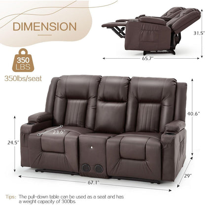 Divano Reclinabile AECOJOY, Manuale, per Camper, Divano Reclinabile in PU, con Console, per Home Theater