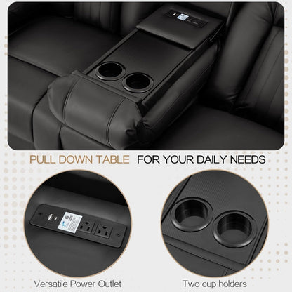 Divano Reclinabile AECOJOY, Manuale, per Camper, Divano Reclinabile in PU, con Console, per Home Theater