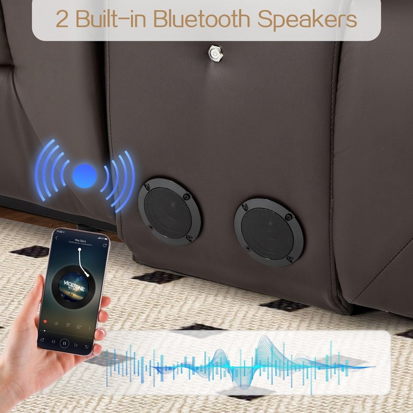 Divano Reclinabile AECOJOY, Manuale, per Camper, Divano Reclinabile in PU, con Console, per Home Theater