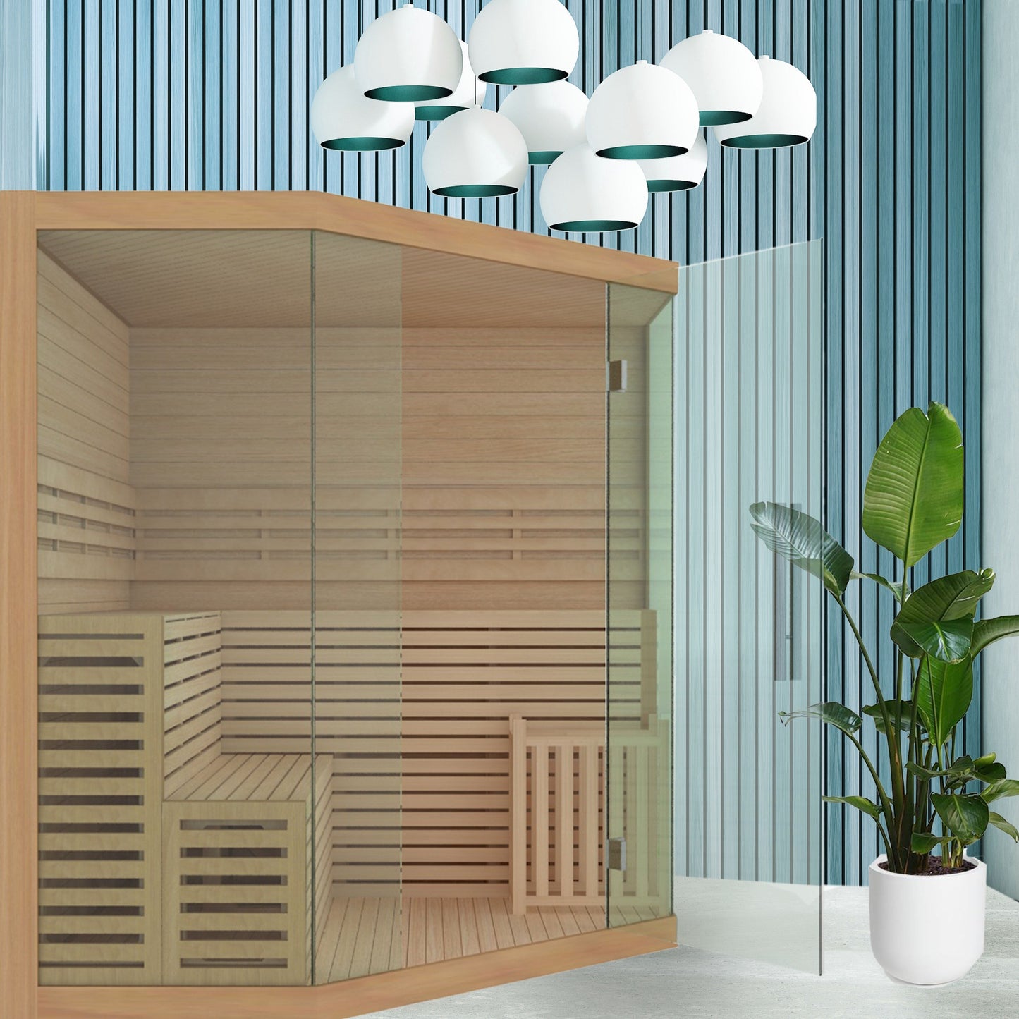 Sauna interna in legno ALEKO per 5-6 persone, con riscaldatore elettrico - 190 x 190 x 210 cm (75 x 75 x 83 pollici)