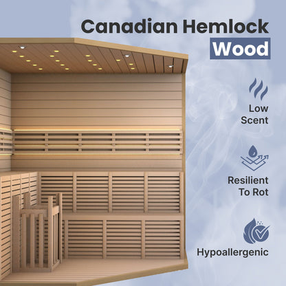 Sauna interna in legno ALEKO per 5-6 persone, con riscaldatore elettrico - 190 x 190 x 210 cm (75 x 75 x 83 pollici)