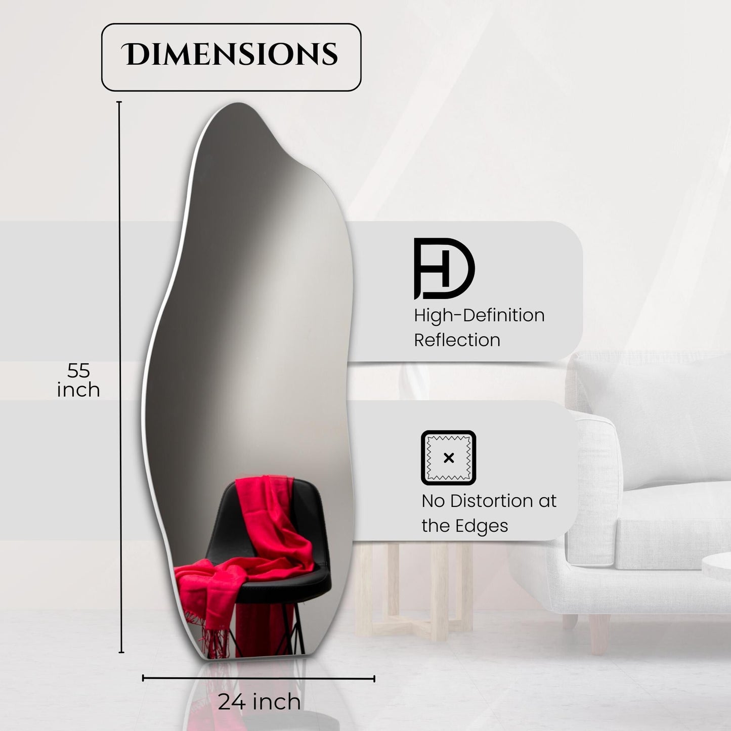 Specchio da parete asimmetrico e irregolare ALYA