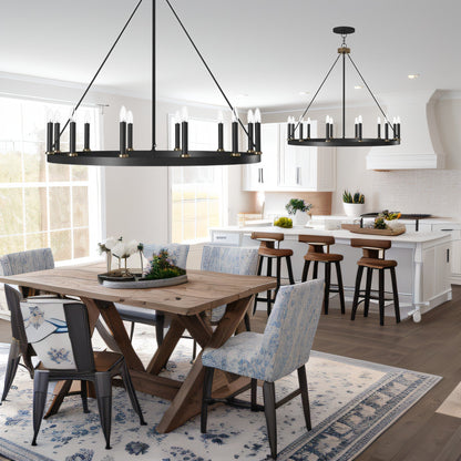 Lampadario a ruota di carro da 12 luci in stile farmhouse Acroma da 40 pollici con certificazione UL - 40'' diametro x 138'' altezza