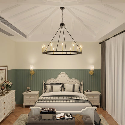 Lampadario a ruota di carro da 12 luci in stile farmhouse Acroma da 40 pollici con certificazione UL - 40'' diametro x 138'' altezza